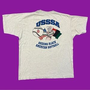90s Black American Softball Tee